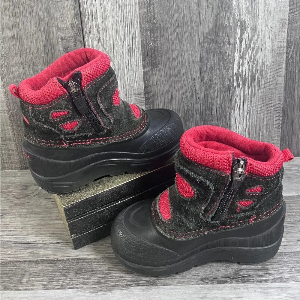 The North Face Alpenglow Toddler Boys Black Red Waterproof Winter Boots Size 7T